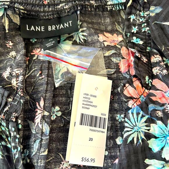 Lane Bryant Peplum Top 20 2X Black Floral NWT - Picture 6 of 6
